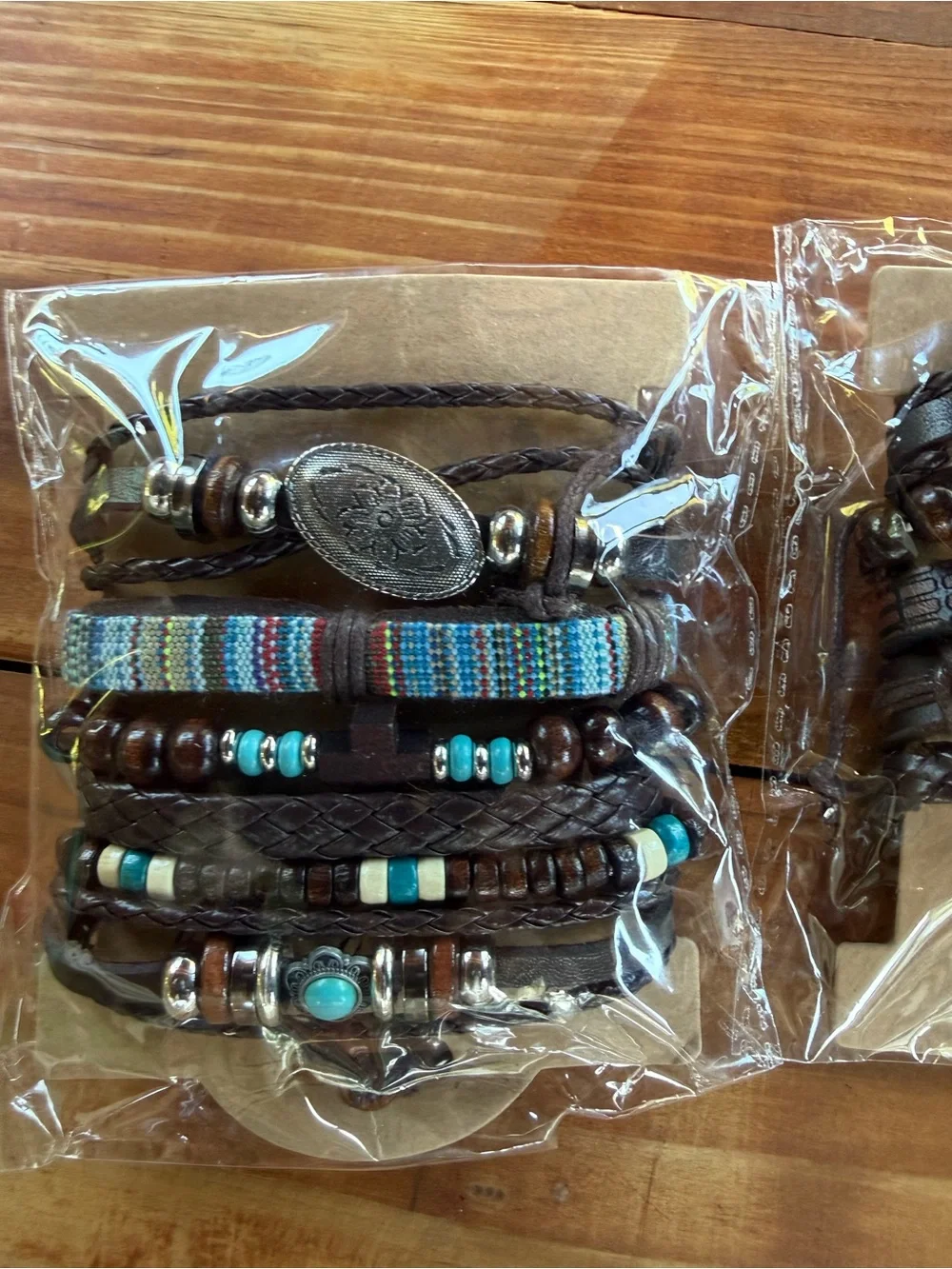 Fashion Jewelry Brown and Turquoise Layered Wrap Bracelet Pack